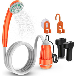 Кемпінгова душова кабіна Zooma з насосом, портативна душова для відпочинку на природі та саду (Orange 1, 2 батареї)
