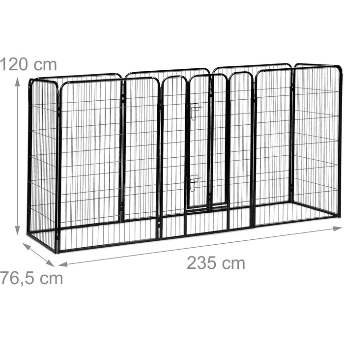Вольєр для цуценят Relaxdays: великий вольєр для собак, цуценят та дрібних тварин для дому та саду, 100 x 76,5 x 235 см, чорний, XXL