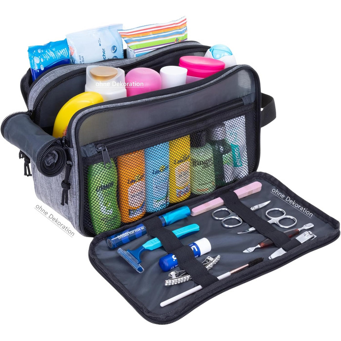 Туалетна сумка-органайзер для подорожей Elephant: велика, водонепроникна, сіро-бірюзова