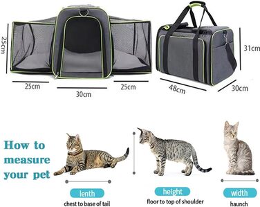 Транспортна сумка для котів та собак, розширювана, складана переноска для кота/собаки, сіра з блакитним, L