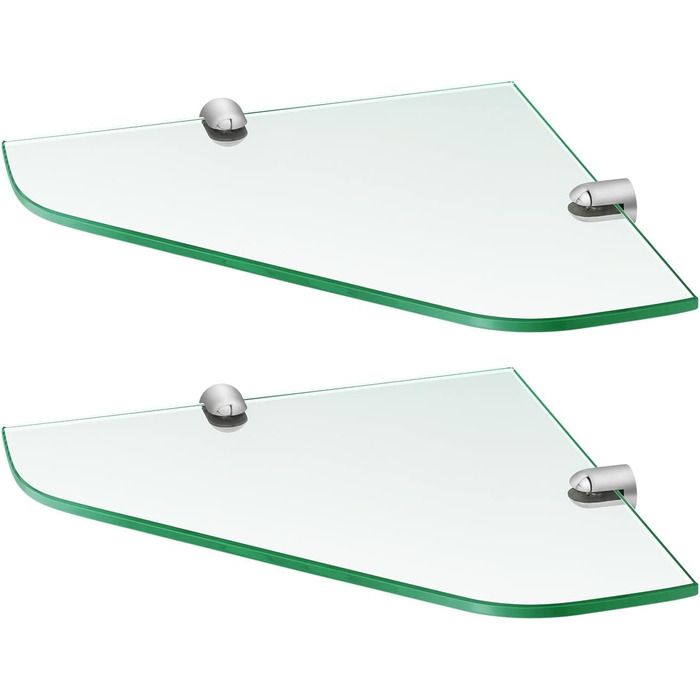 S'AFIELINA Glass Shelf Shower Caddy Glass Corner Shelf 6mm Tempered Glass Shower Shelf Glass Shelf for Bathroom Shower Shelf 23cm x 23cm (2 Pieces)