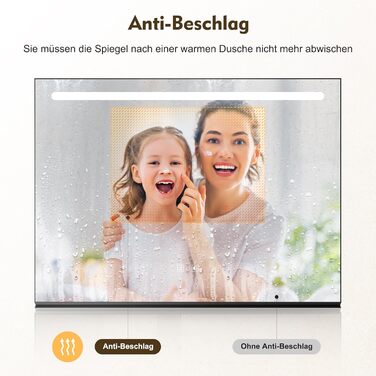 Дзеркало для ванної кімнати SONNI з підсвічуванням 60x40 см, LED, IP44, білий. Розміри: 120x60 см, темно-сірий + верхнє світло