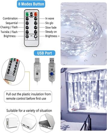 Ламповий фонтан 3x3м, 300 LED, USB, 8 режимів, пульт, IP65, для декору, свята, вечірки, тепле світло, мідний дріт