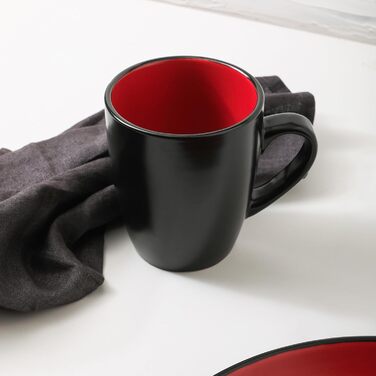 Набір посуду Stone Lain Albie Steinzeug 16 шт. (32 шт. - на 8 осіб), рожевий, чорний, сучасний дизайн