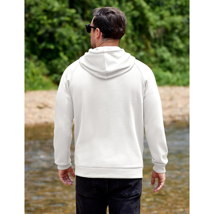 Світшот з капюшоном чоловічий COOFANDY, теплий, з кишенями, бавовна, білий XL