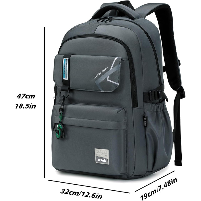 Шкільний рюкзак для підлітків та дітей: рюкзак для школи, 8-14 років, великий, для початкової та середньої школи (темно-сірий)