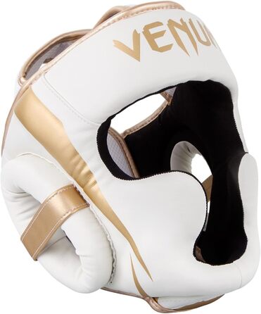 Venum Elite Headgear - White/White (White/Gold) - Boxing & MMA Protection