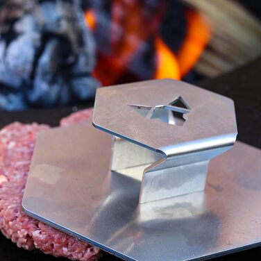 Прес для бургерів Fennek Smasher Burger Meister з нержавіючої сталі для кухні, саду, ресторанів, кемпінгу