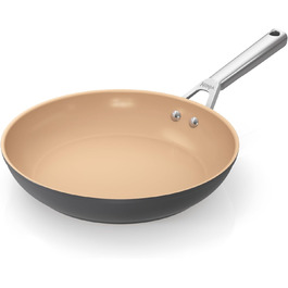 Ninja Extended Life 28 cm Ceramic Non-Stick Frying Pan (PFOA, PFAS, Lead, and Cadmium-Free), Induction Compatible, Stainless Steel Handle, Oven Safe up to 285°C, Terracotta and Grey, CW90028UK Frying Pan, 28 cm