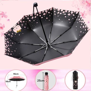 Жіночий парасолька Voy Lady – компактний, складна, з UV-захистом, рожевий, з квітковим принтом (96 см)