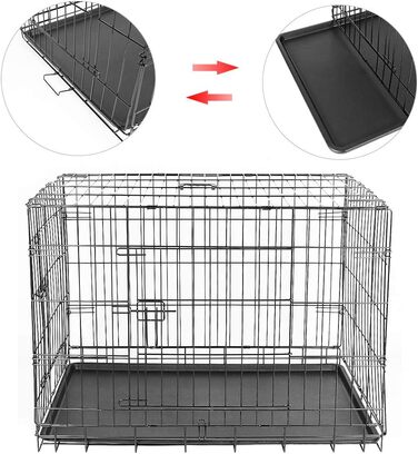 Клітка для собак з 2 дверцятами, складана переноска для собак та дрібних тварин з піддоном (42 дюйми)