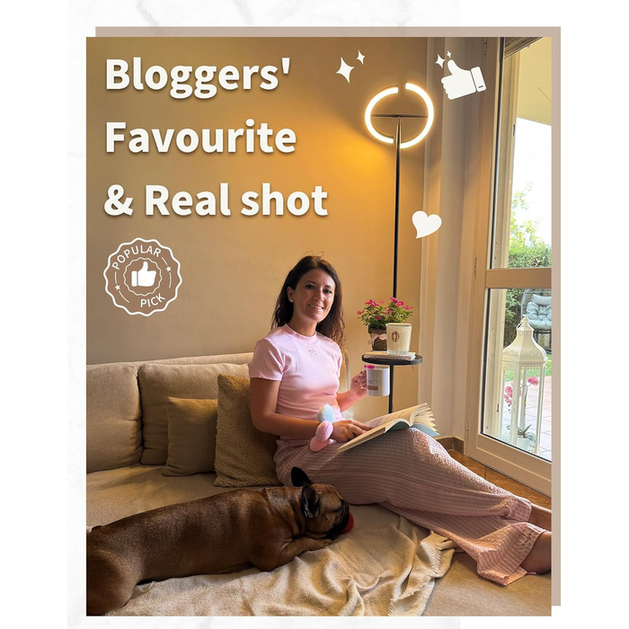 Підлогова лампа LuminexDesigns з регулюванням яскравості, 36W+7W LED, 3200LM+600LM, 2700K-6500K, чорна. Сучасна підлогова лампа для вітальні з пульт дистанційного керування