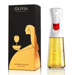 Розпилювач для олії FlairRosol Olivia 200 мл, скляний, з дозуванням - для кухні, салатів, грилю, випічки (прозорий з золотом)
