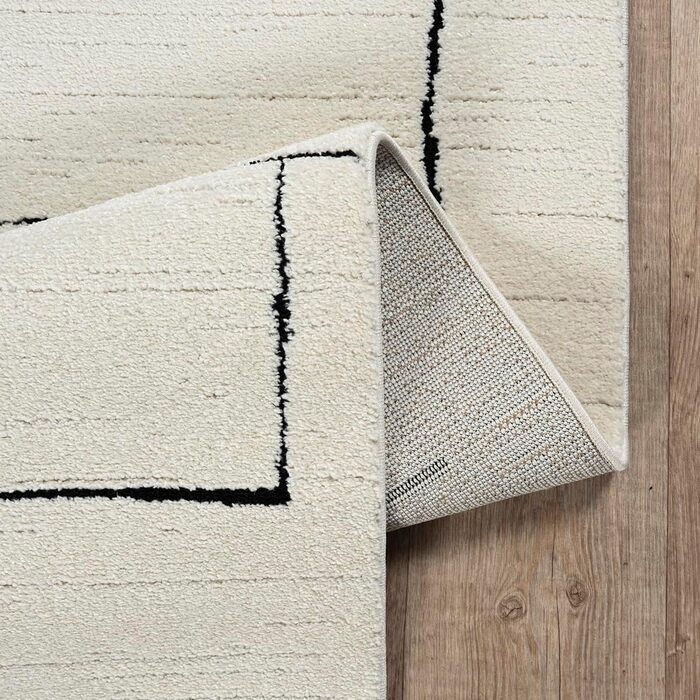 Килим Everest - сучасний короткий ворс для вітальні та спальні з ефектом висоти-низькості, 3D ефект, висока щільність ворсу та приємна м'якість, абстрактний дизайн, кремовий колір (80 x 150 см)