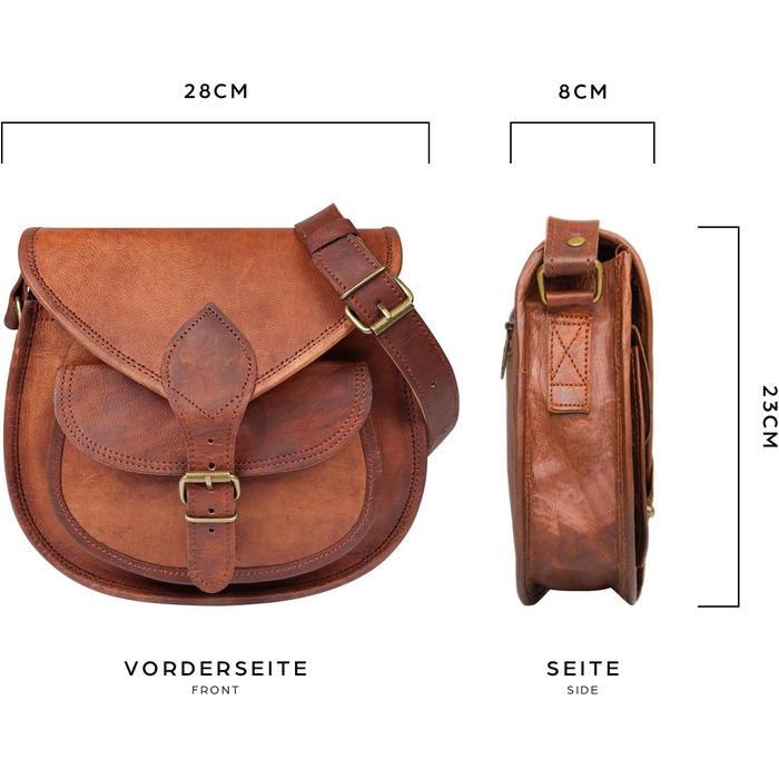 Сумка жіноча LEABAGS Leder Vintage Cognac зі шкіри преміум-класу, крос-боді, через плече, для роботи, університету, школи, відпочинку, розмір L (28x23x8 см), помаранчевий