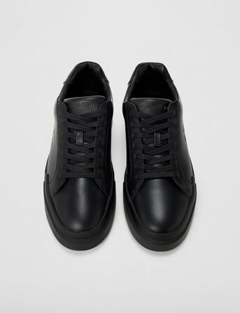 Чоловічі кросівки Calvin Klein Cupsole з товстою підошвою, шнурівка, шкіра, чорний колір, 43 EU