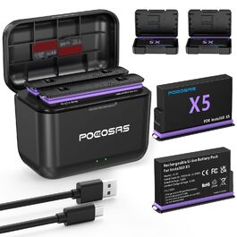 Акумулятор Insta360 X5, 2 шт., 2850mAh, з зарядним пристроєм Type-C, сумісний з Insta360 X5