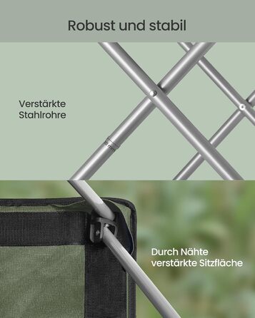Кемпінговий стілець SONGMICS складаний, зелено-сірий, з підсклянником, тримачем для телефону та органайзером GCB005BH0