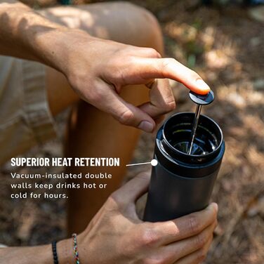 Французький прес ESPRO P0 Ultralight 470 мл, термокружка з нержавіючої сталі, вакуумізольована, для кави, подорожей, кемпінгу, Gun Metal Grey