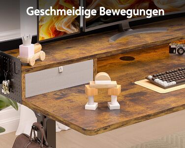 Electric Standing Desk with Drawers - 120x60cm Adjustable Height Desk for Home Office & DIY Pegboard