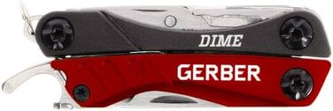 Gerber Multi-tool with 12 functions, Dime Pocket Multi-tool, Black, 1014030 (Red (EU))