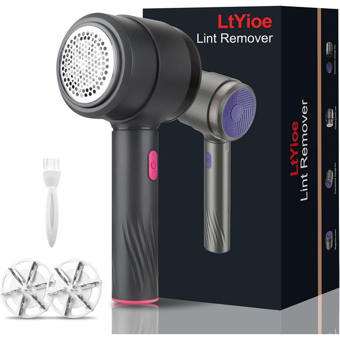 Електричний видалення ворсу LtYioe - портативний пристрій для видалення ворсу з USB-зарядкою, з магнітним кріпленням, потужний, для різних тканин (рожевий)
