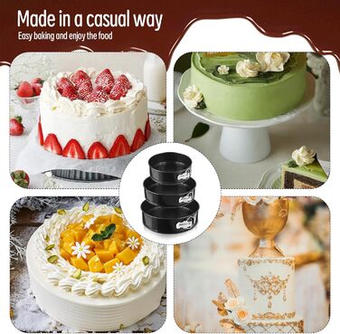 Набір форм для випічки LZYDKH 3 шт. (20/22/24 см) з антипригарним покриттям. Форми для кексів, торти та хліба. Знімний дно.