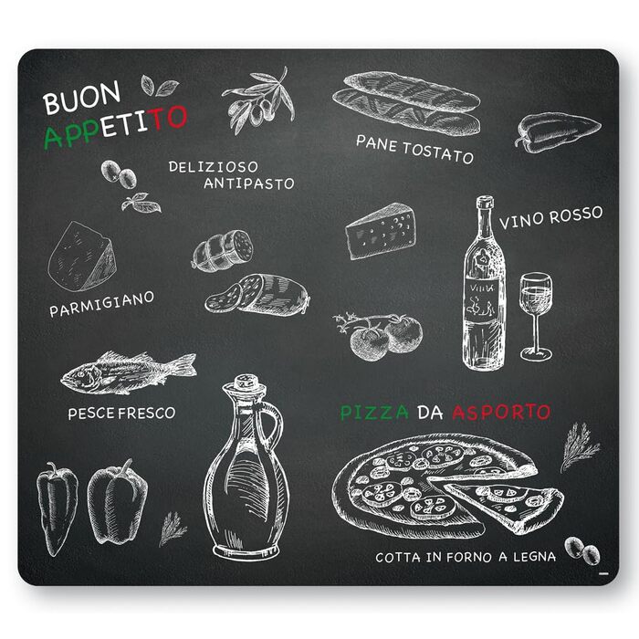 Універсальна підставка для нарізки скла та продуктів KESPER Granit, 56 x 50 см, сіра/червона/біла/зелена, арт. 3659013