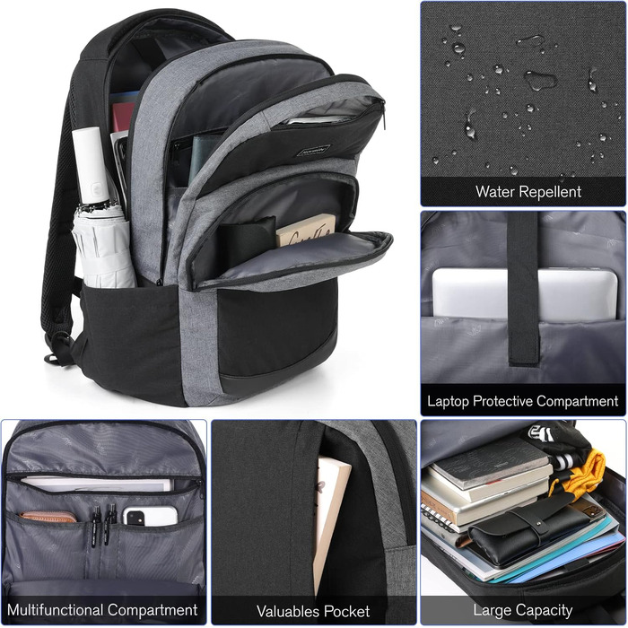 Рюкзак для підлітка/чоловіка/жінки, 35л, USB-порт, 15.6