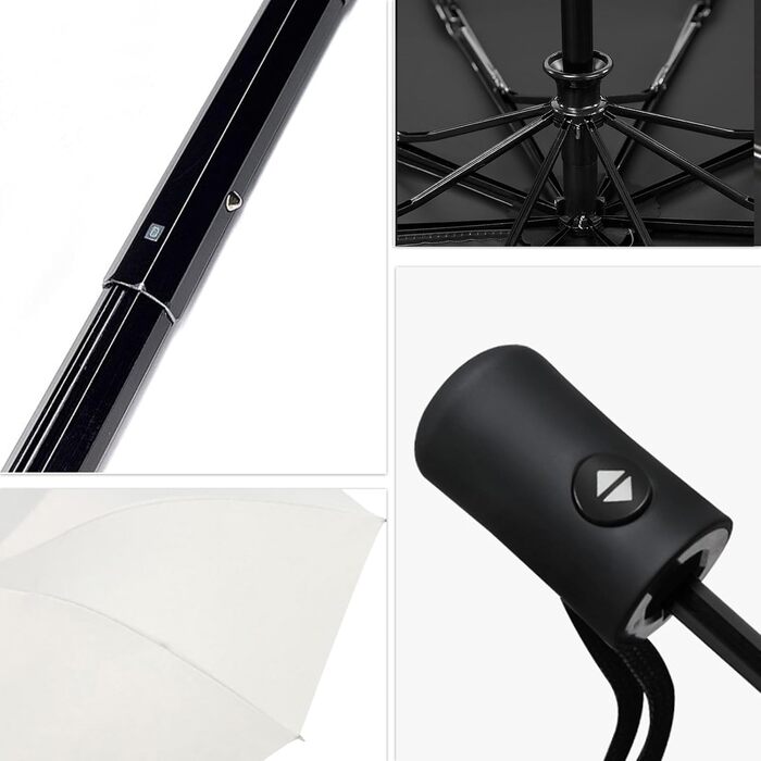 Зонт автоматичний штормостійкий з UV захистом, 8 ребер, легкий та міцний, білий