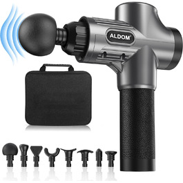 ALDOM Electric Massage Gun - Muscle Therapy Device with 30 Speed Settings & 8 Attachments - Percussion Massager for Men & Women