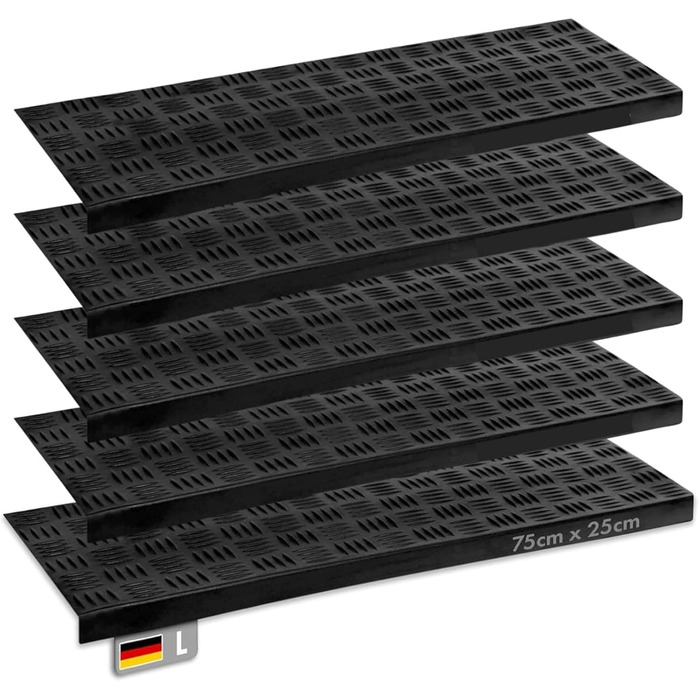 Rubber Threshold Ramps - Non-Slip Floor Mats for Indoor/Outdoor Use - 5 Piece Set - Various Designs Available