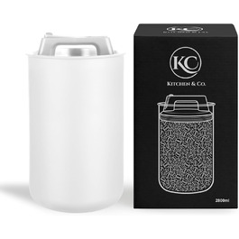 Контейнер для кави KC Kitchen & Co. на 1 кг, нержавіюча сталь, вакуумний клапан, 2800 мл, матовий білий