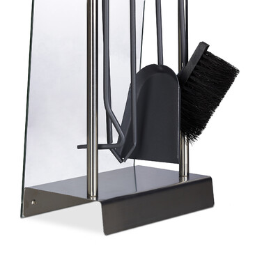 Relaxdays Fireplace Set, Stainless Steel, Modern, 5-Piece