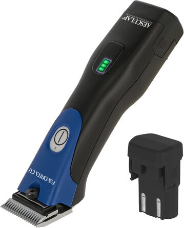 Машинка для стрижки собак та коней Aesculap Favorita CLi акумуляторна з набором гребінців | Професійна ергономічна машинка для собак | LED-дисплей | Машинка для стрижки тварин (Блакитна)