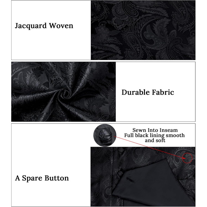 Костюмний аксесуар для чоловіків DiBanGu: 7-елементний набір (краватка, реверс-голка, крапка) чорного кольору (M)