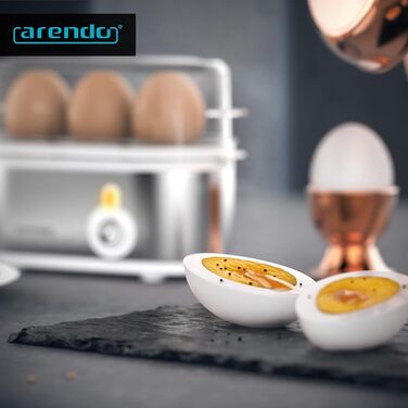 Електричний яйцевар Arendo Threecook з нержавіючої сталі - 1-3 яйця, регулювання ступеня готовності, безпечний, BPA-free