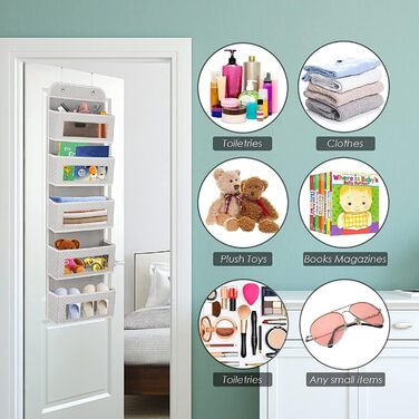 Організатор для підвішування з 5 прозорими кишенями, 2 гачками, для шафи, дверей, ванної, дитячої кімнати, вітальні, спальні. Організація простору. Абстрактний принт