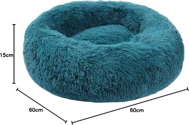 Кругле ліжко для собак та котів BVAGSS: м'яке, плюшеве, зручне, 50/60 см, блакитне