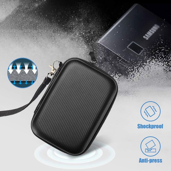 Чохол ProCase для SSD Samsung T7/T7 Touch (500GB, 1TB, 2TB) - Захисний кейс з силіконовою вставкою, чорний