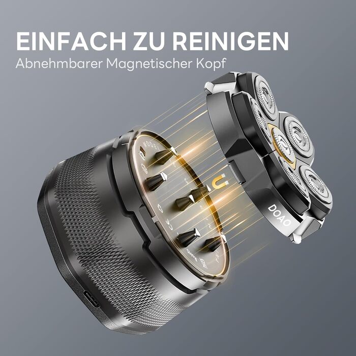 Електричний гоління голови для чоловіків DOAO 2025: водонепроникний, 6D, плаваюча головка, USB-C, для подорожей