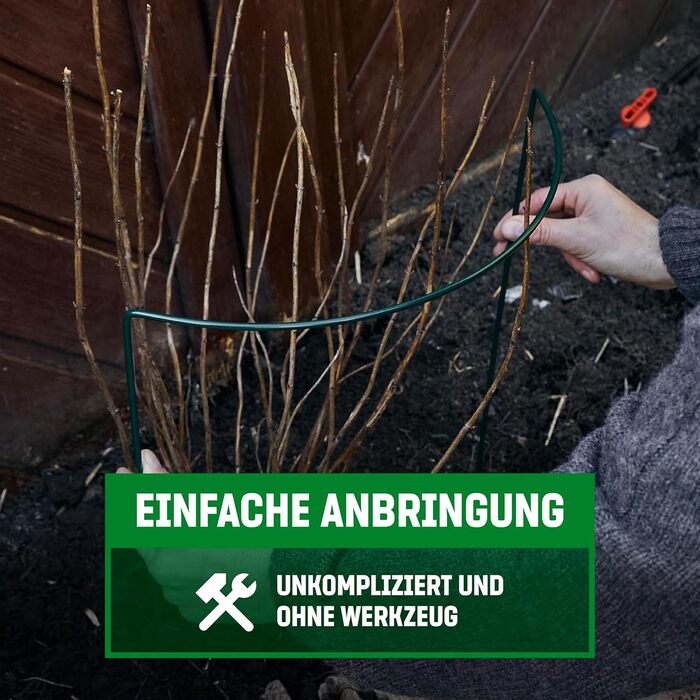 GardenGloss® підпори для кущів зі сталевим покриттям (10 шт) – напівкруглі підставки для квітів 70×40 см, опори для гортензій і троянд, сталева підпора для рослин