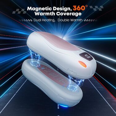 Електричні грілки для рук 2 шт. 12000 mAh з магнітним двостороннім нагріванням та цифровим індикатором температури та заряду батареї для відпочинку на природі/кемпінгу (Білий-Рожевий)