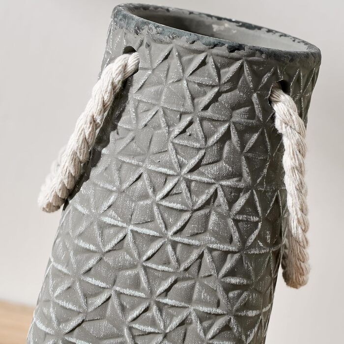 Керамічна ваза, синьо-коричневий дизайн, ваза в скандинавському стилі для декору, сучасна ваза для вітальні, спальні, кухні, передпокою, ванної кімнати (Шиферно-сірий, 17,8 см)