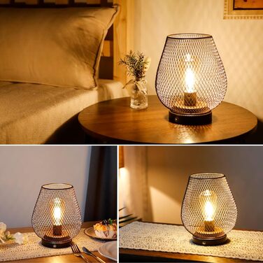 JHY DESIGN: Настільна лампа Gold Schwarz, набір 2 шт., металева, LED, вінтажний стиль, на батарейках, для спальні, вітальні, вечірки, дому та вулиці