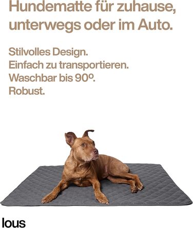 Подушка для собак ручної роботи, килимок, ковдра для собак середніх та маленьких порід, можна прати до 90ºC, захист дивану, для домашніх тварин, собак та котів (L 98x97x3 см, Антрацит/Сірий) L 98x67x3 см Антрацит / Сірий