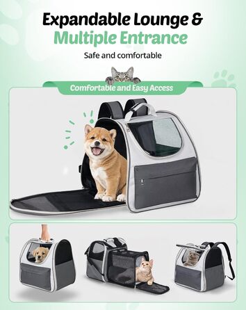 Розширюваний рюкзак для кота та собаки, переноска для тварин, рюкзак для великих котів та маленьких собак до 8 кг, переноска-рюкзак для транспортування/поїздок/кемпінгу