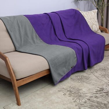 Водонепроникний плед для собак та котів, миючий, для подорожей, захисний, м'який, 125 x 75 см (203 x 152 см, фіолетовий/сірий)