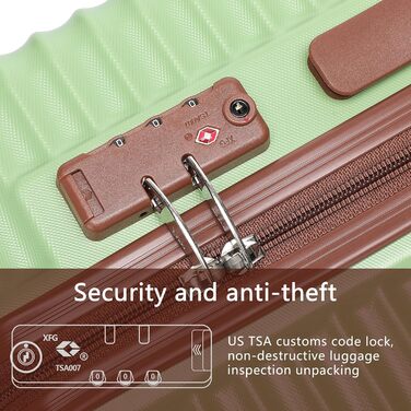 Чохол для ручної поклажі літака, жорсткий, з 4 колесами-спіннерами, легкий, маленький, з TSA-замком (зелений)