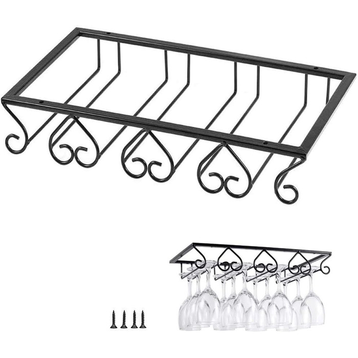 Підвісний тримач для келихів, тримач для вина, металевий, на 4 келихи, з кріпленням, для бару, шафи для вина, кухні